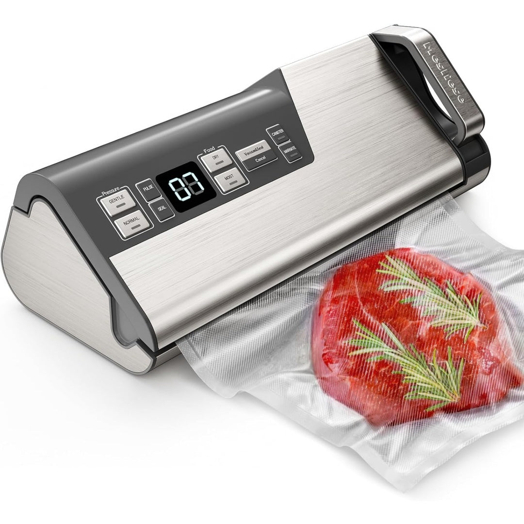 Machine de mise sous vide associant un eclairage de la zone de travail au coloris gris