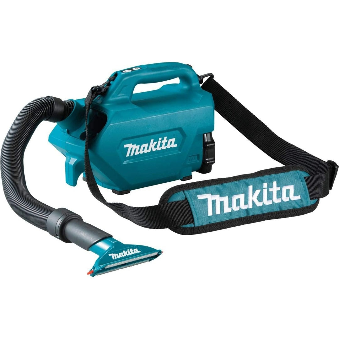 Aspirateur eau et poussiere, coloris bleu et noir, avec un format compact